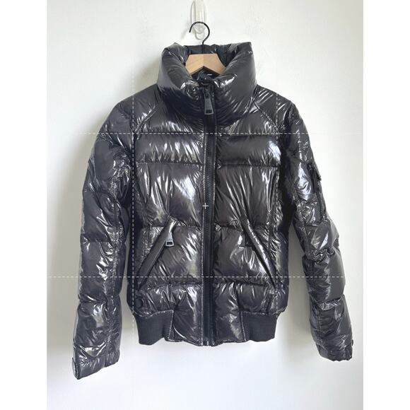 SAM Freestyle Bomber Jacker Puffer Black Shiny Size Medium - Picture 11 of 12